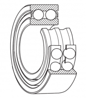 Schéma dvouřadé kul. ložisko s kosoúhlým stykem